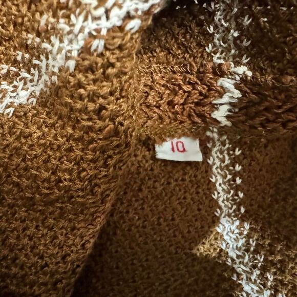Dalton Knit Sweater 1950 Women Brown Striped 3 Button Sz 10 Short Sleeve Vintage - Picture 5 of 9